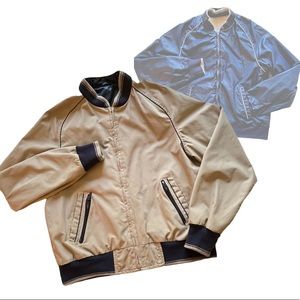 Vintage tan & navy Size Medium. bomber jacket, reversible